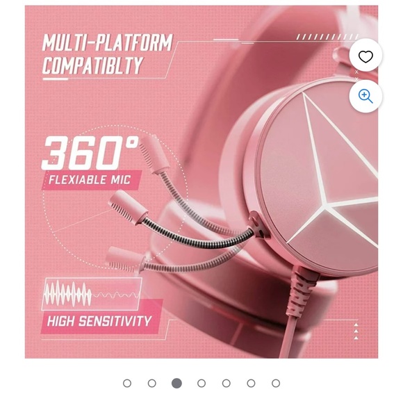 Pink Gaming headsets with Noise Canceling Mic for PC/MAC/PS4/PS5/Switch/Xbox - Picture 3 of 7